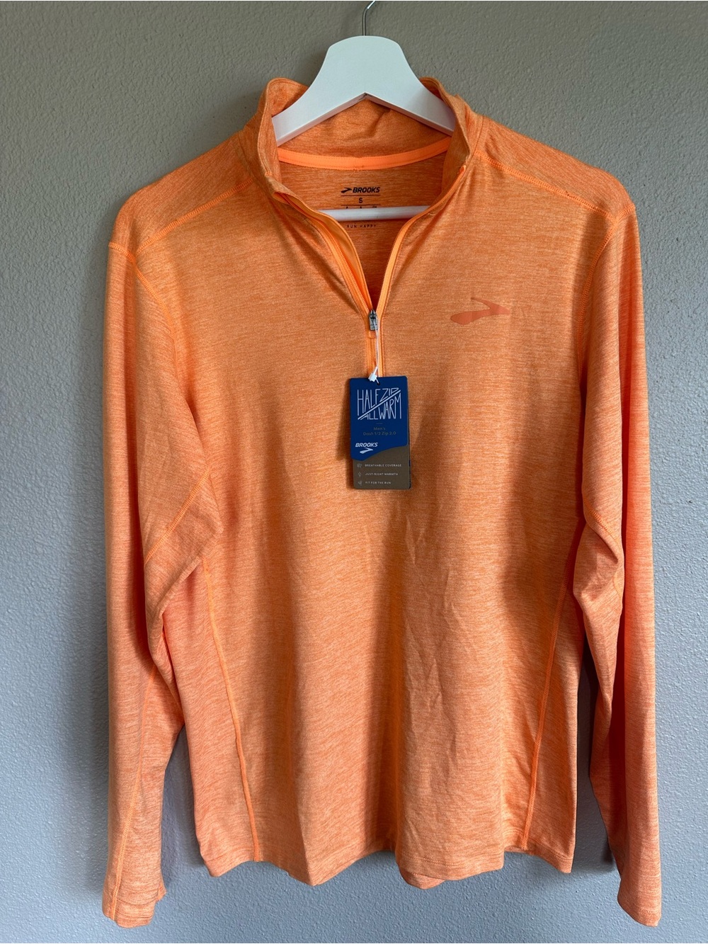 Brooks Men Dash ½ zip 2.0 long sleeve, orange pop